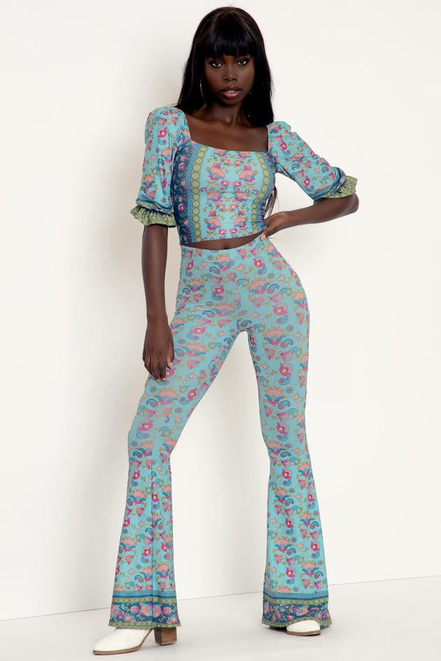 Paisley Fields HW Flare Pants - Limited