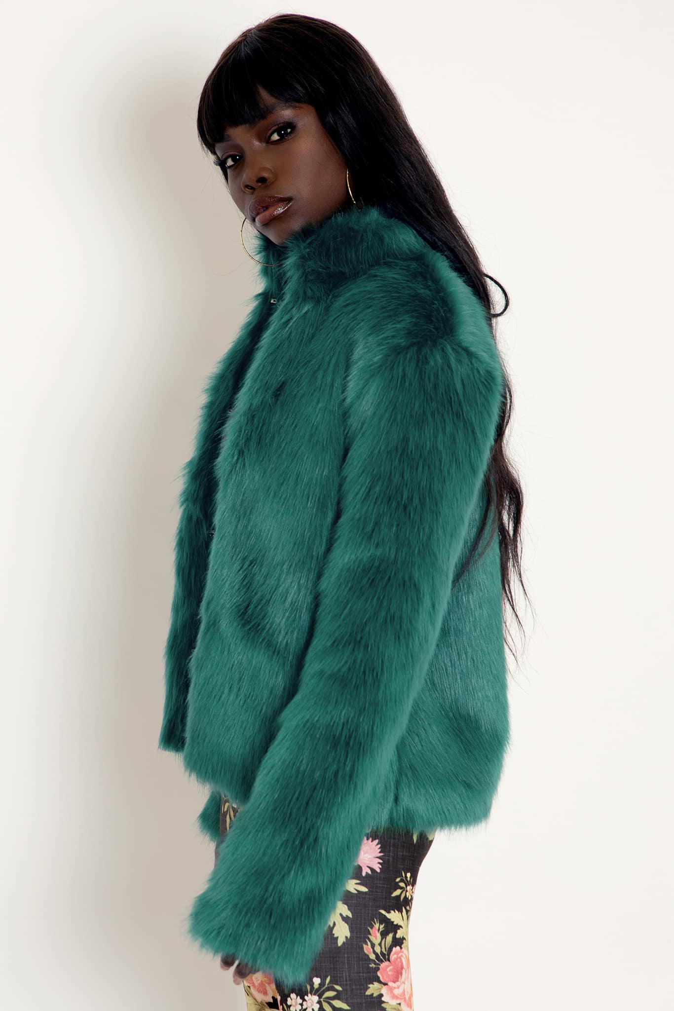 Green fake sales fur jacket