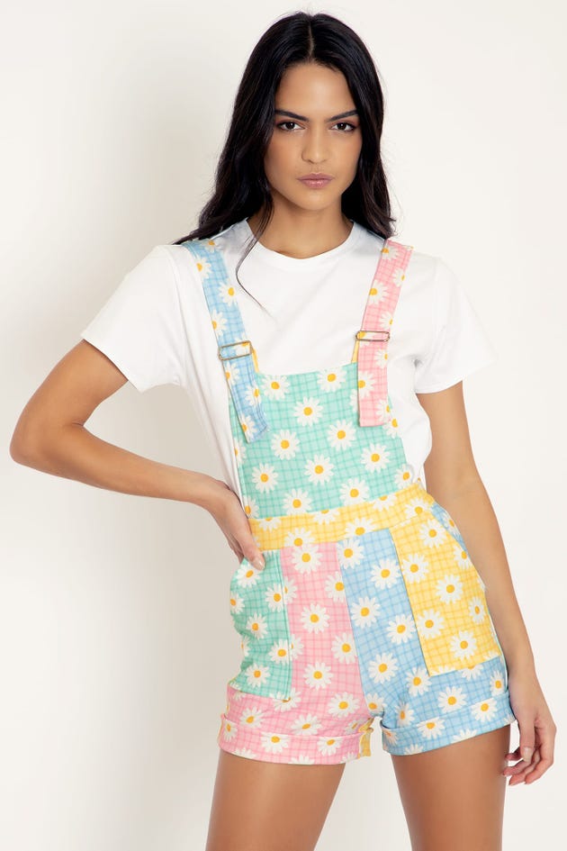 Lazy Daisies Short Overalls