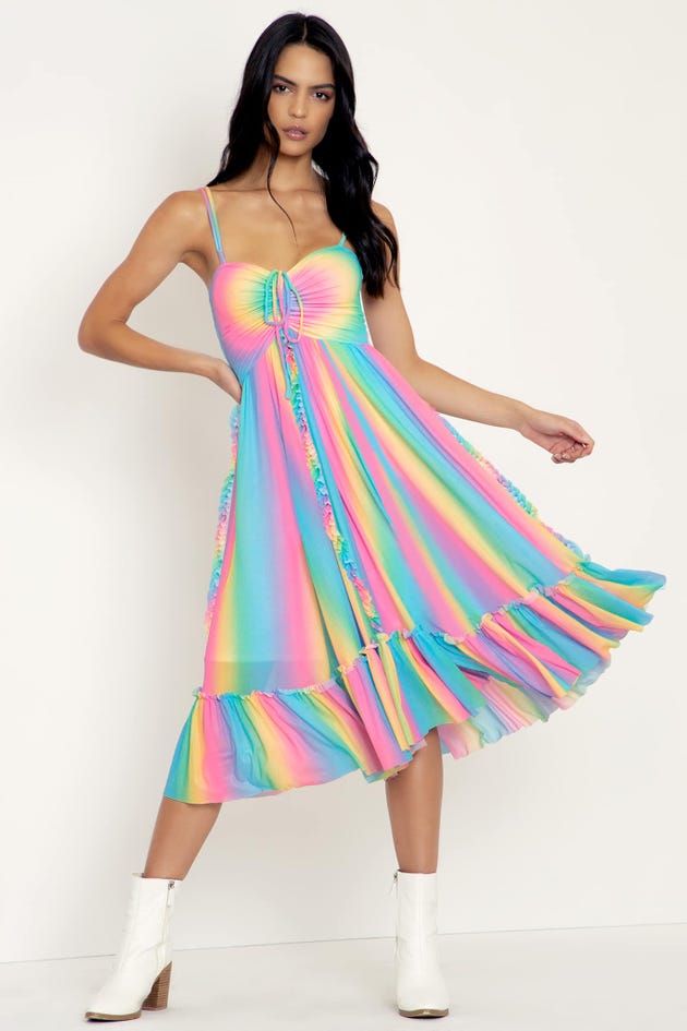 Rainbow Icecream Frills On Frills Dress - Limited