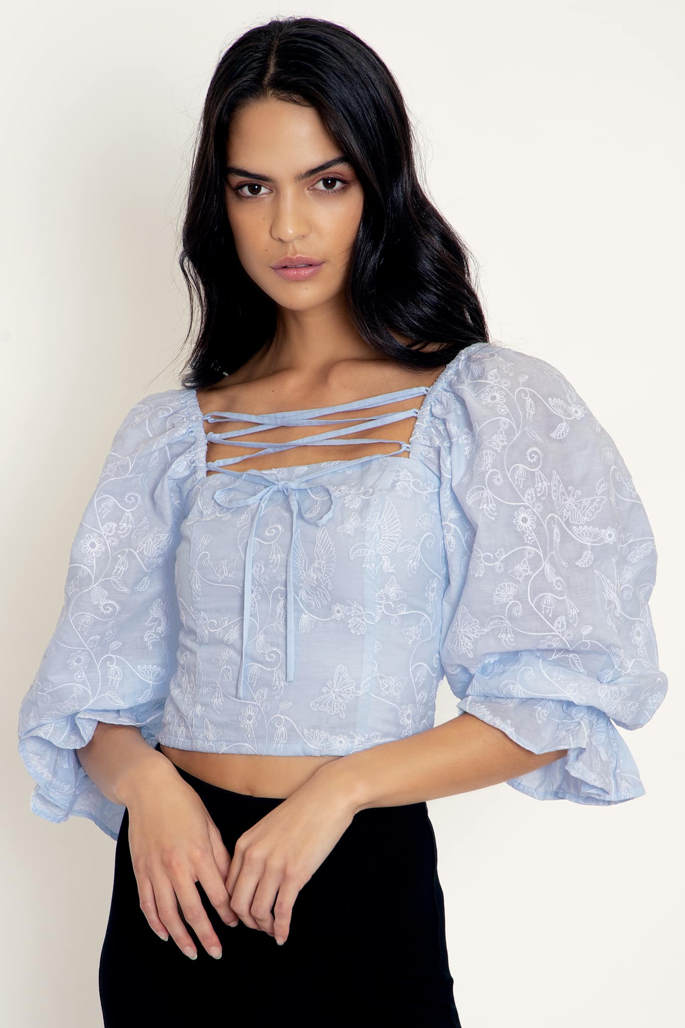 Unicorn Broderie Peasant Top - Limited