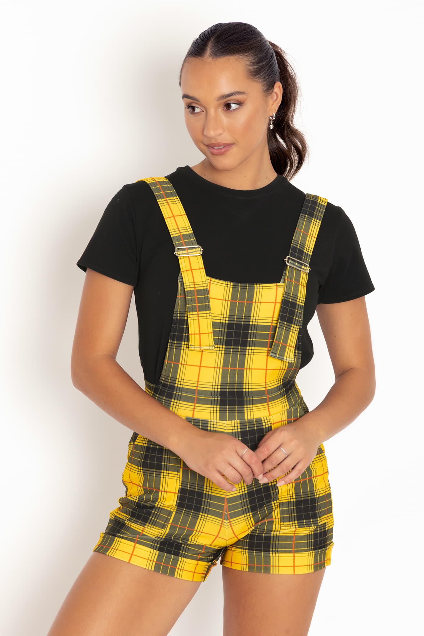 Checkered store overall shorts