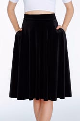 Velvet Black Pocket Midi Skirt