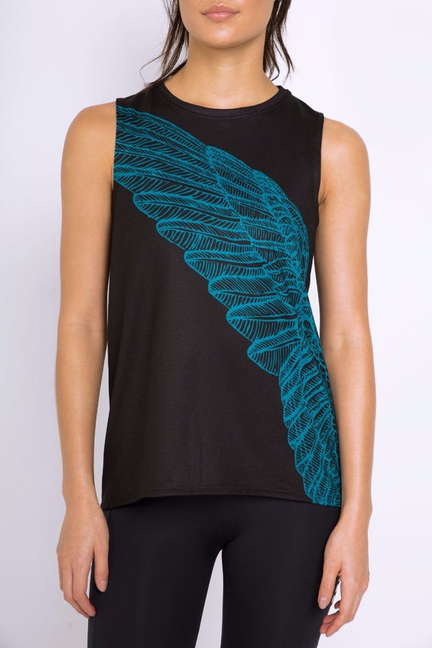 Teal Wing Summer High Low Tank