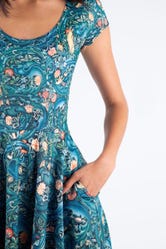 Flora Cap Sleeve Pocket Midi Dress