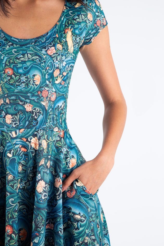 Flora Cap Sleeve Pocket Midi Dress