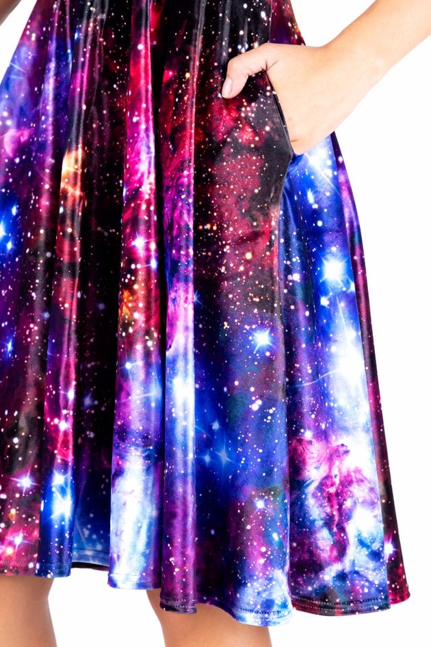 Galaxy Amethyst Velvet Pocket Midi Dress