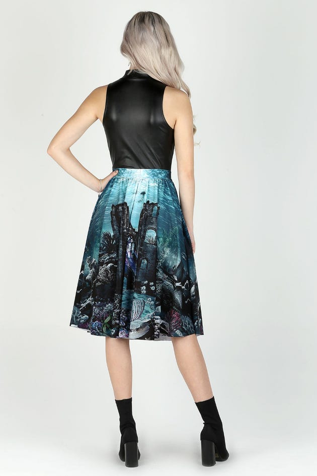 Atlantian Gothic Pocket Midi Skirt