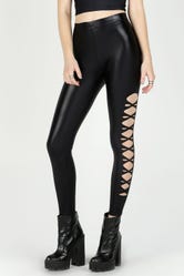 Twisted Wet Look High Waisted Leggings