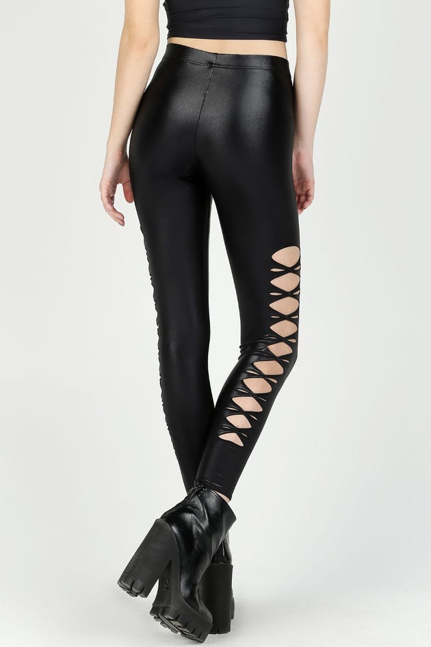 Twisted Wet Look High Waisted Leggings