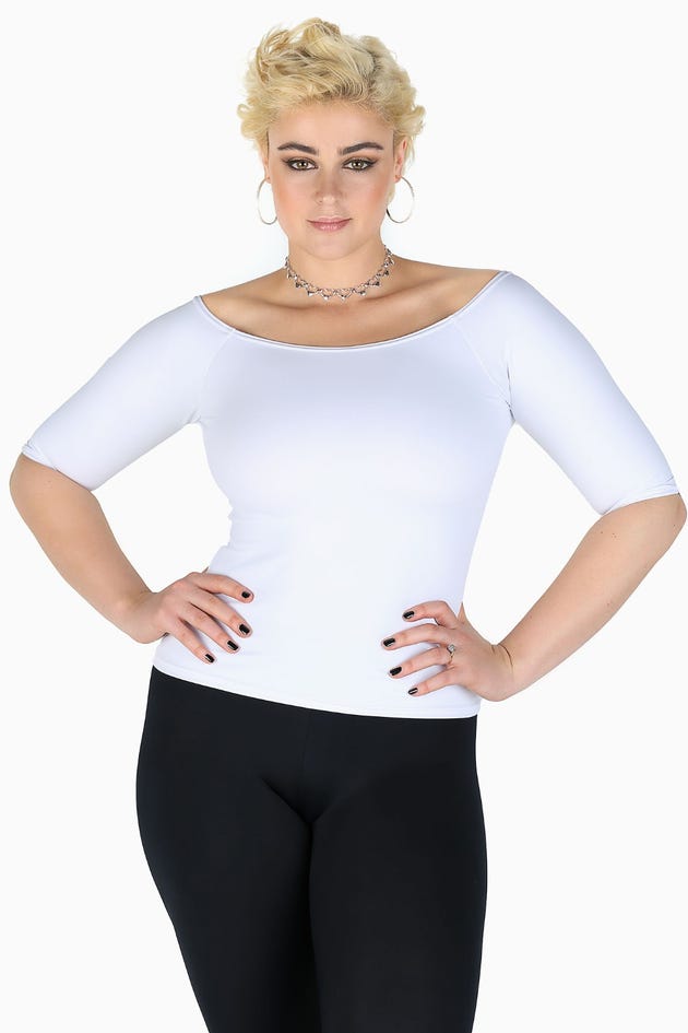 White 3/4 Sleeve Off The Shoulder Top