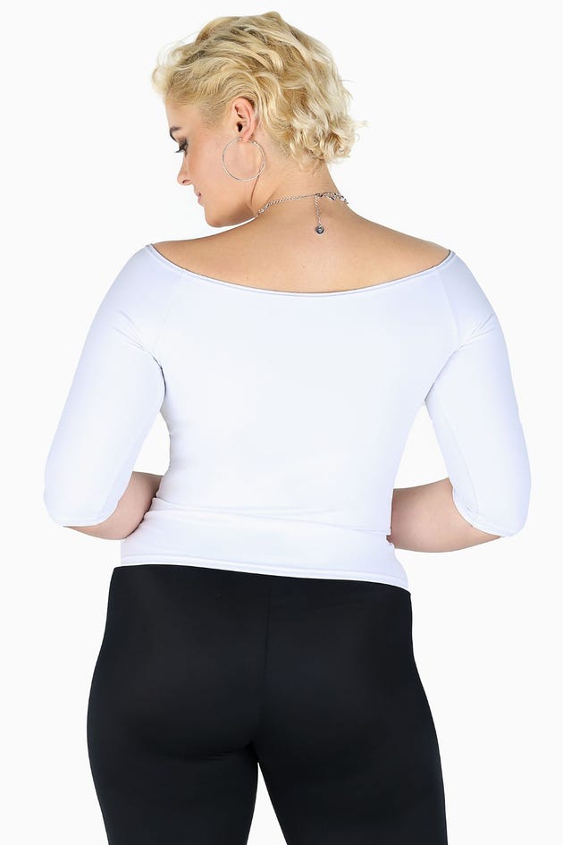 White 3/4 Sleeve Off The Shoulder Top