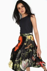 Deadly Flora Velvet Midi Skirt