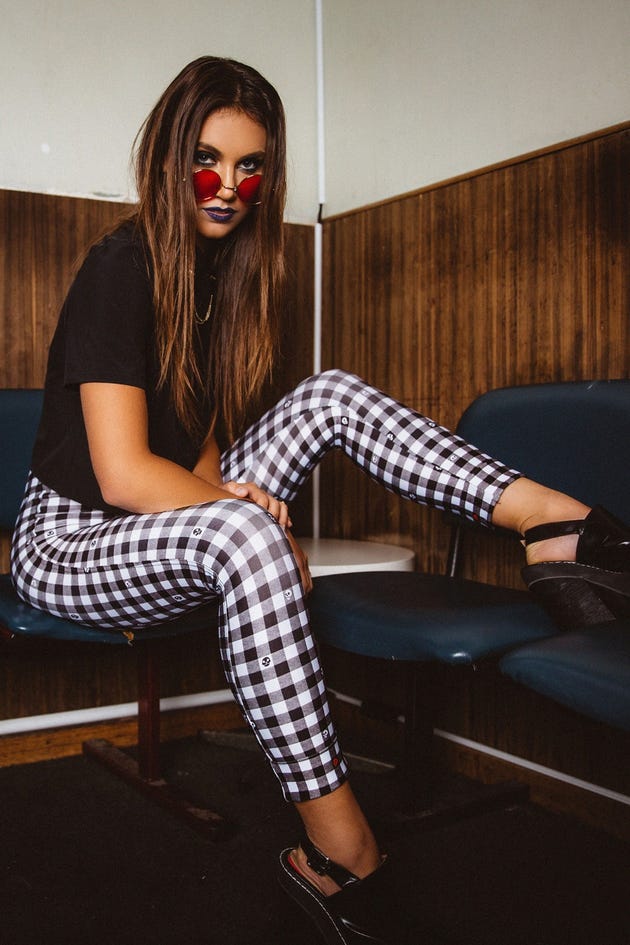 Deathly Gingham Cuffed Leggings - Limited