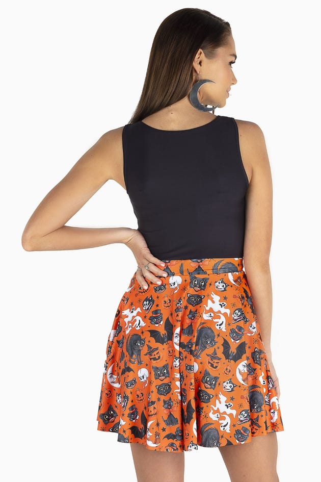 Trick Or Treat Pumpkin Pocket Skater Skirt