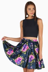 Bloomin' Cute Velvet Pocket Skater Skirt