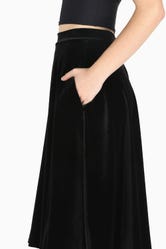 Velvet Black Pocket Midi Skirt