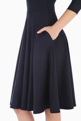 Matte 3/4 Sleeve Pocket Midi Dress