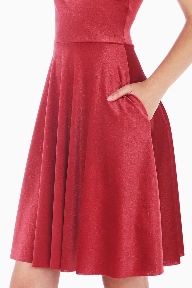 All That Glitters Velvet Red Wrap Longline Dress - Limited