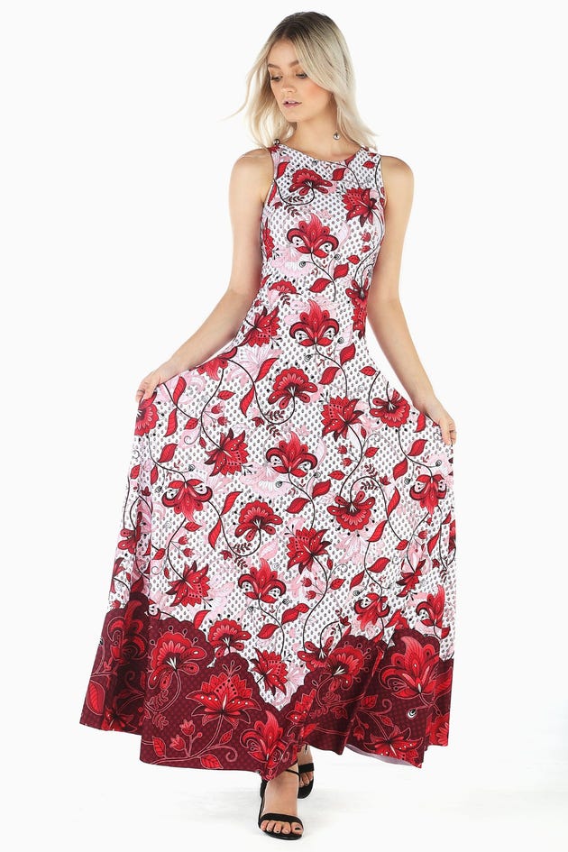 December Blooms Red Princess Maxi Dress