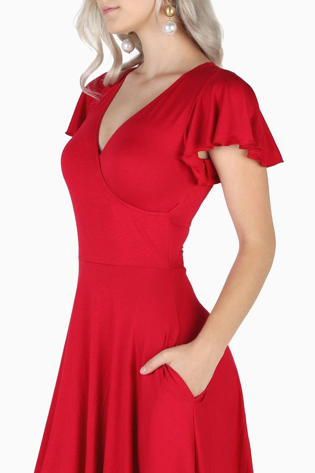 Red Wrap Longline Dress