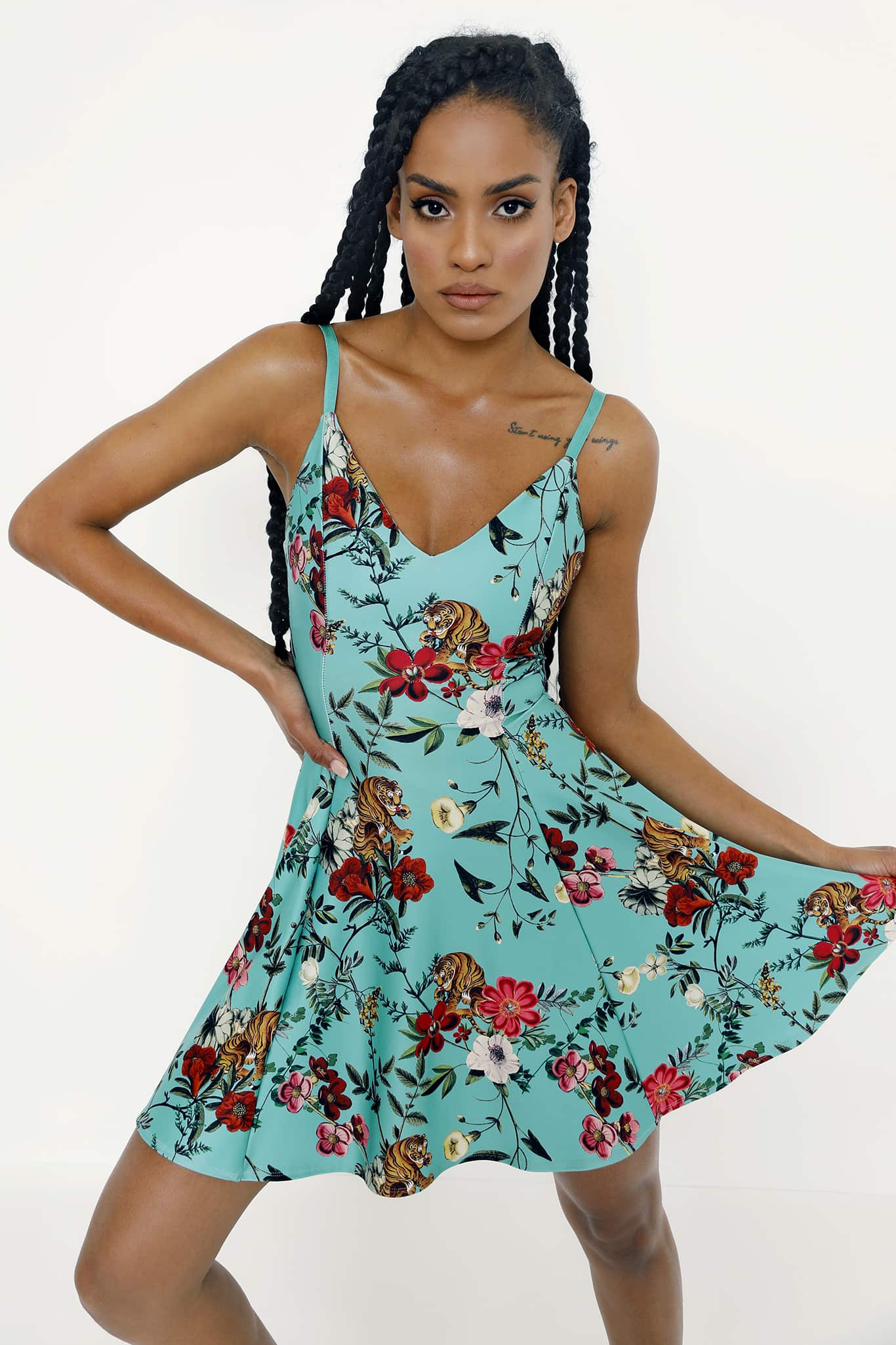 Tropical Tiger Mini Strappy Dress - Limited