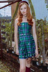 Tartan Forest Bugs Straight Neck Crop