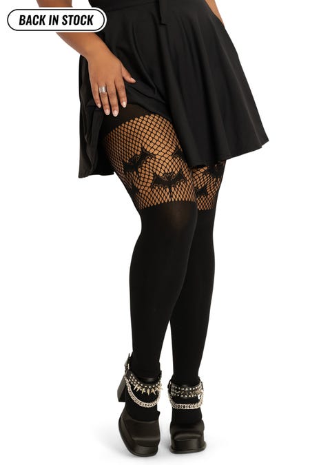 Bats Black Suspender Hosiery