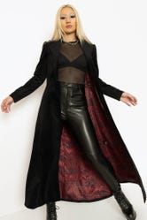 Black Cursed Bats Velvet Trench Coat