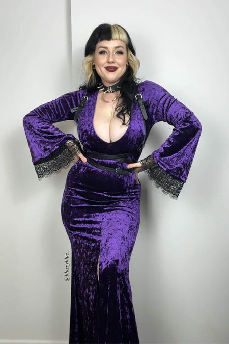 Wiccan Crushed Velvet Split Front Maxi Dress