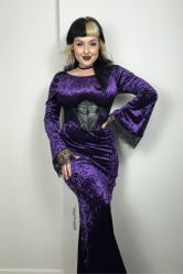 Wiccan Crushed Velvet Split Front Maxi Dress