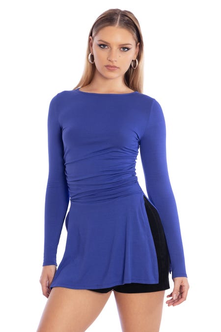 Blurple Long Sleeve Tunic Top