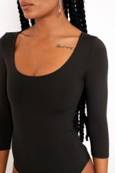 Matte Black 3/4 Sleeve Bodysuit