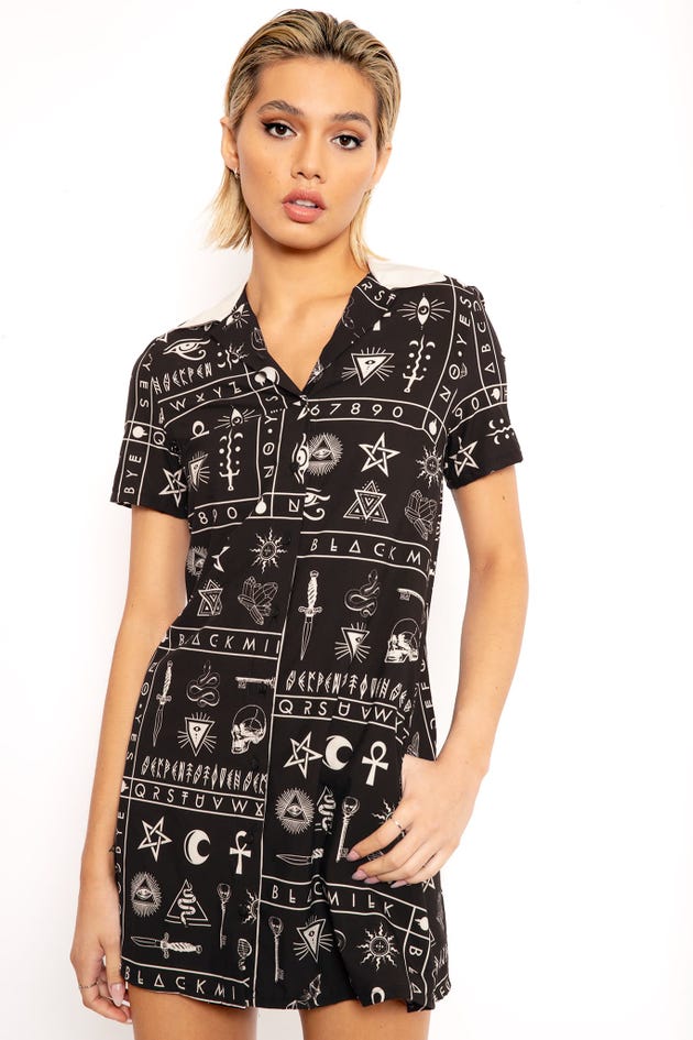 Ouija Short Sleeve Shirt Dress - Limited