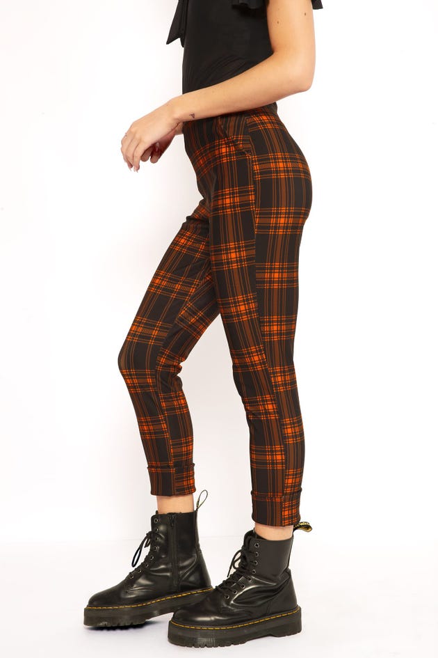 Tartan Punk Orange Cuffed Pants - Limited