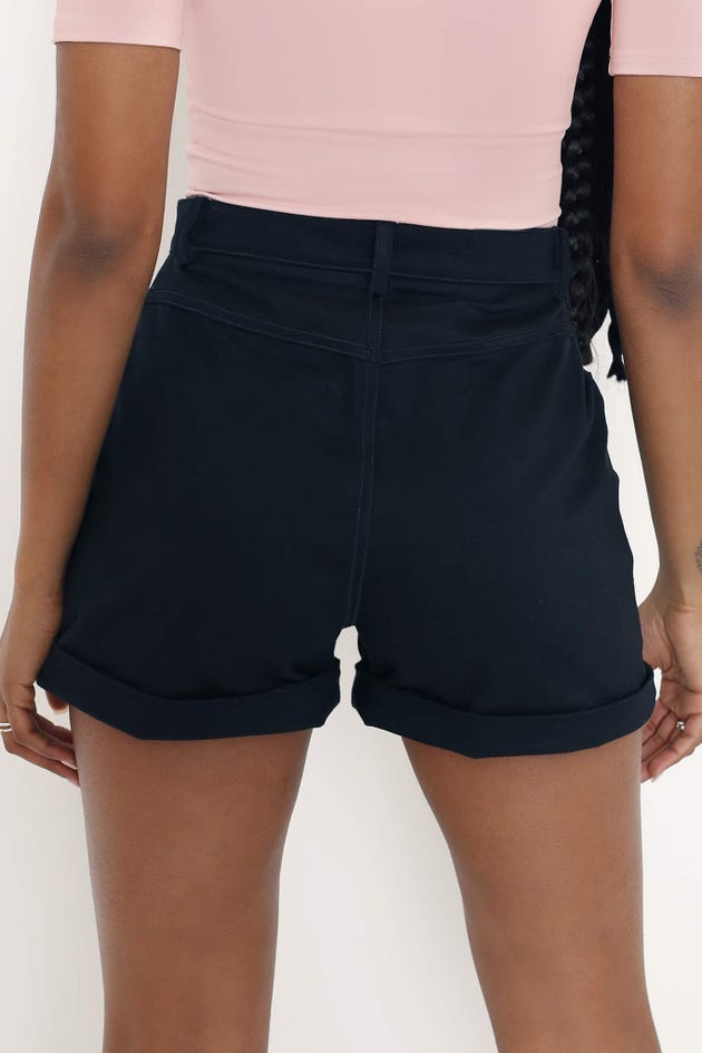 Denim Black Bow Shorts - Limited