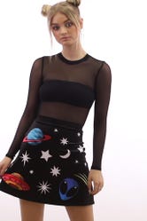 Cosmic Pop Velvet A-Line Skirt