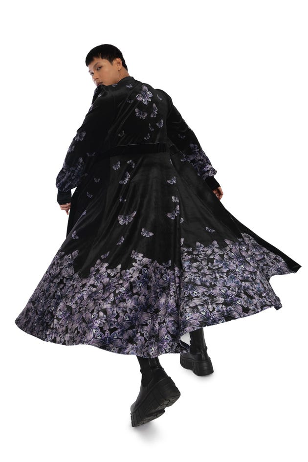 Death's Head Hawkmoth Velvet Maxi Jacket