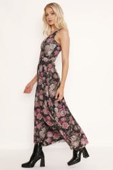Biting Blooms V Neck A-Line Maxi Dress - Limited