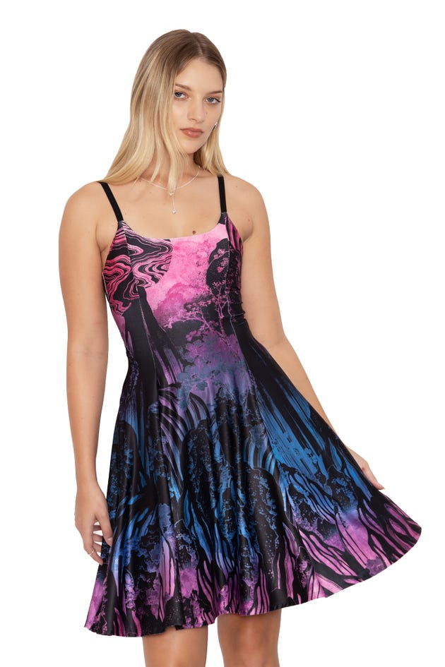 Hokusai's Waterfalls Scoop Longline Strappy Dress