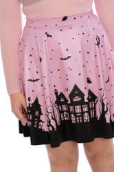 House Of Haunts Shiny Pocket A-Line Skirt