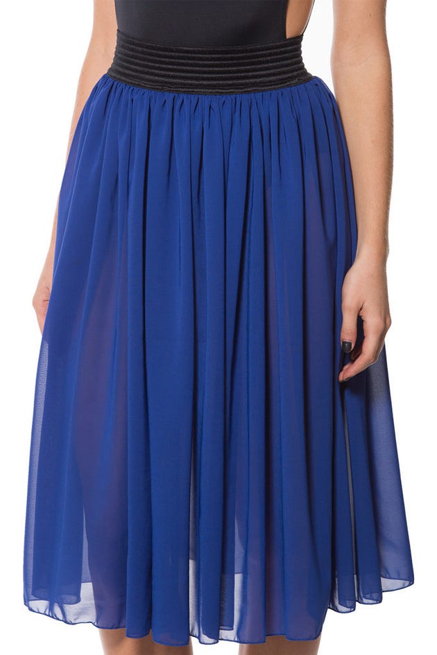 Chiffon Royal Blue Midi Skirt