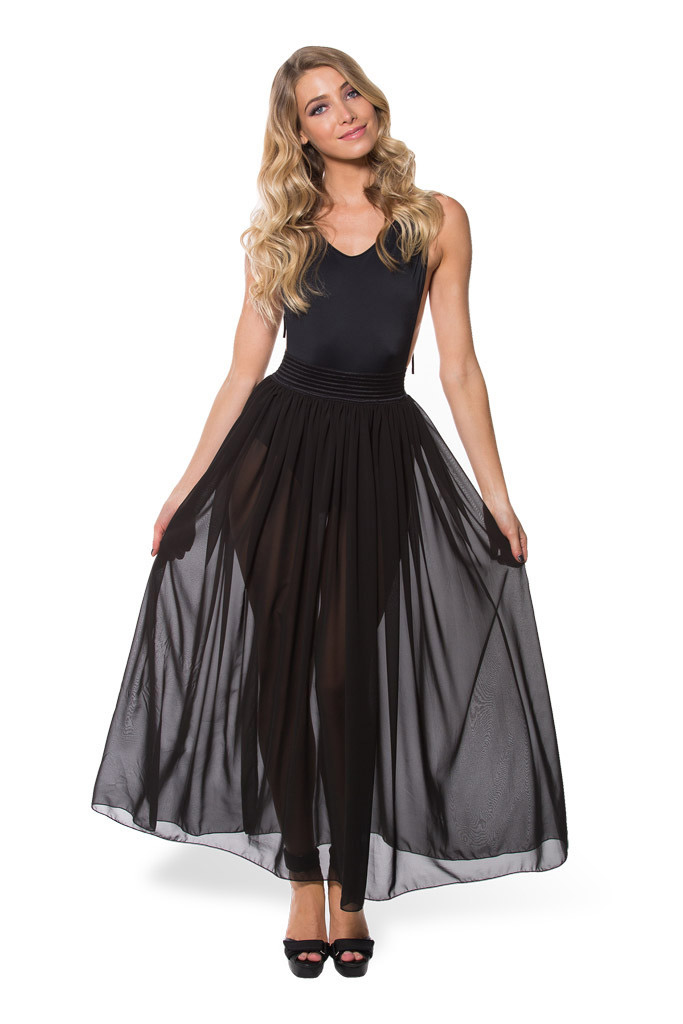 Chiffon Noir Maxi Skirt