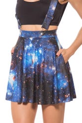 Galaxy Blue Pinafore Pocket Skater Skirt