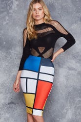 Mondrian Midi Pencil Skirt
