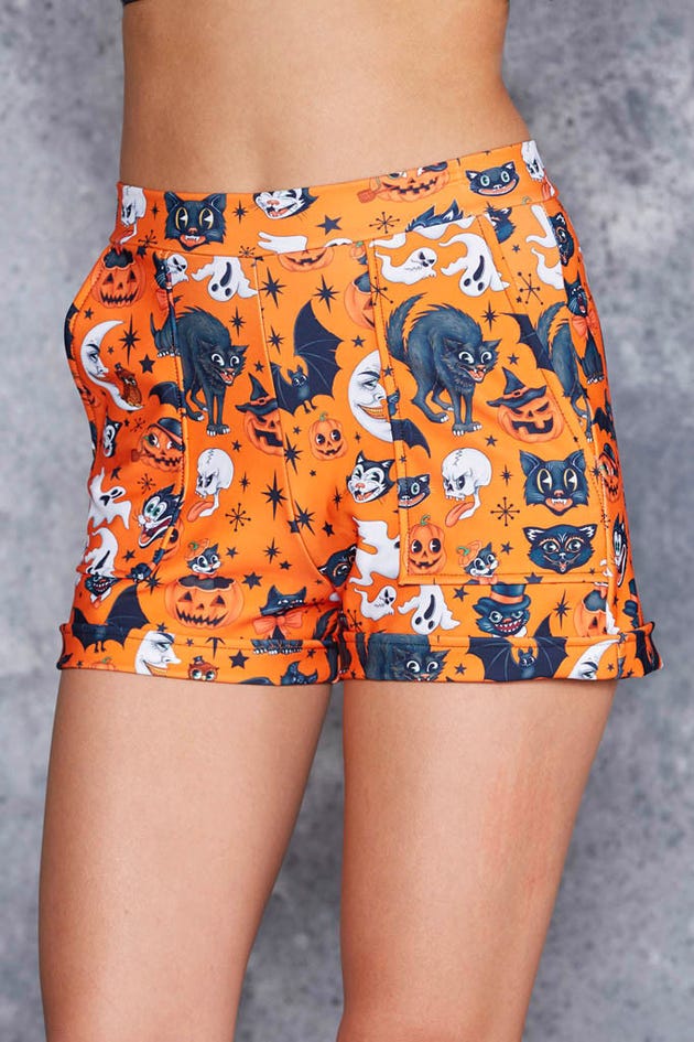 Trick or Treat Pumpkin Cuffed Shorts