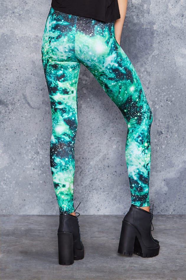 Galaxy Green Leggings  Gym clothes women, Galaxy leggings, Fashion
