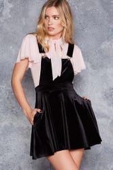 Velvet Pinafore Pocket Dress