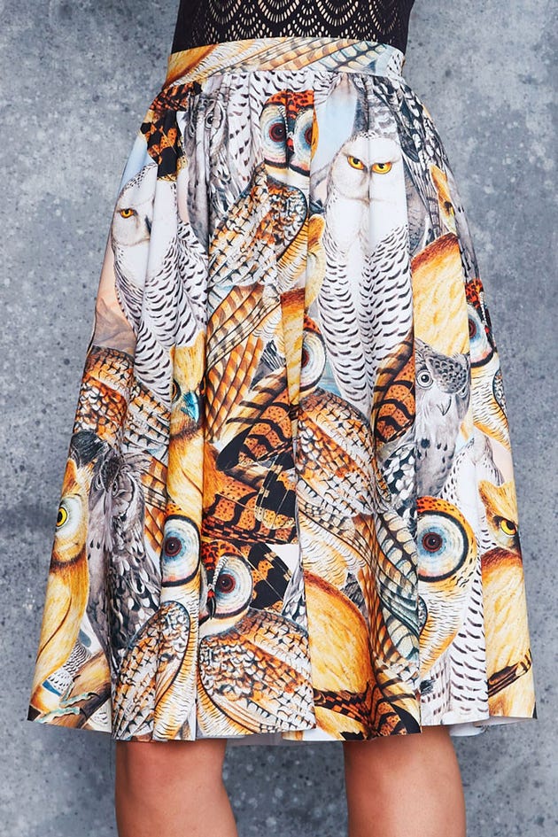 Audubon Owls Pocket Midi Skirt