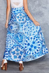 Blue China Maxi Skirt